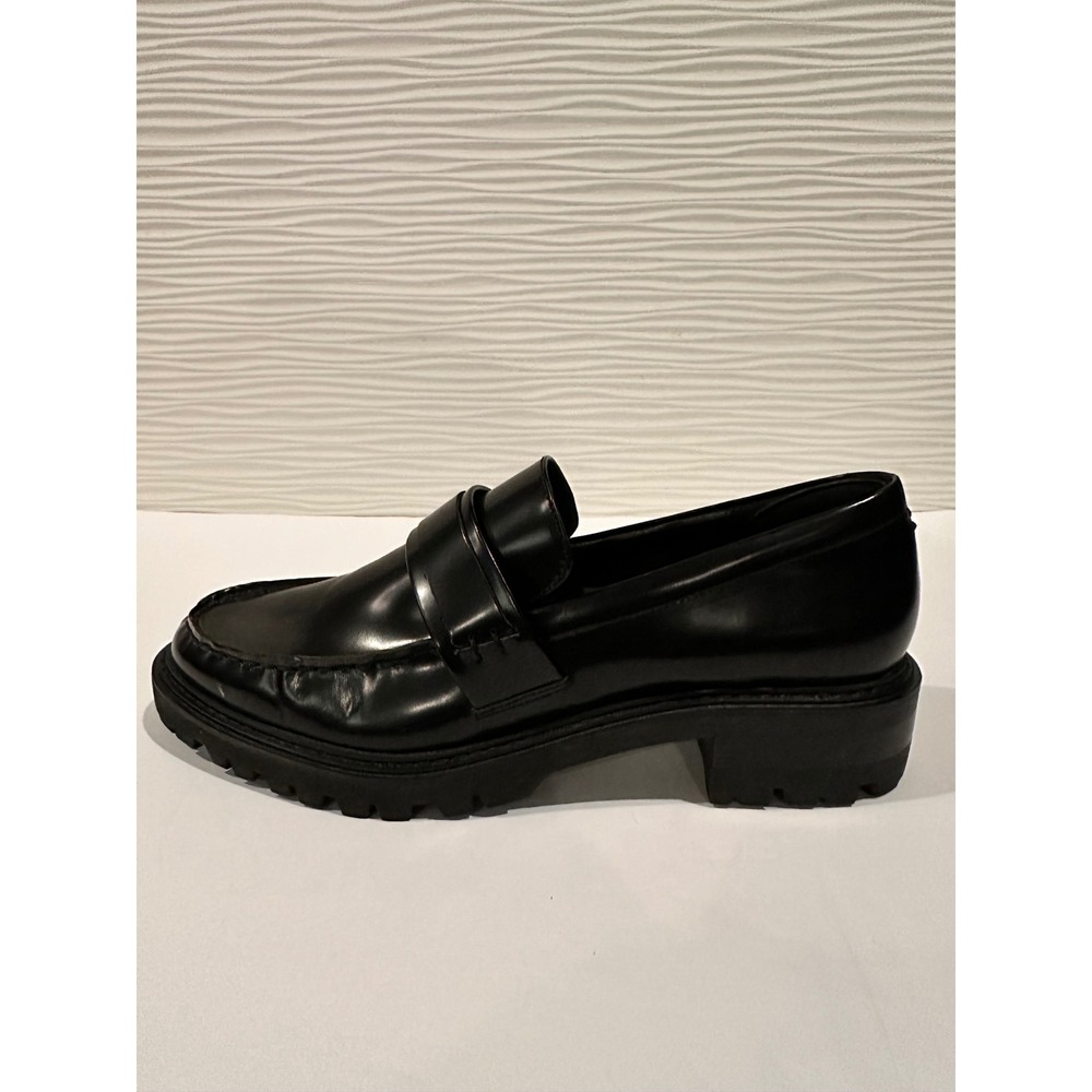 Senso Meta Lug Sole Penny Loafers Womens 39 Black Leather Platform Flats‎